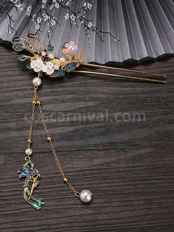 Chinese Style Lolita Accessories Blue Flowers Headwear Miscellaneous