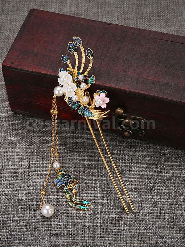 Chinese Style Lolita Accessories Blue Flowers Headwear Miscellaneous