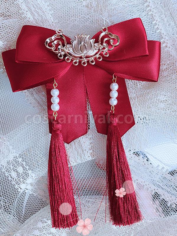 Chinese Style Lolita Accessories Soft Pink Fringe?Bows Polyester Fiber Accessory Miscellaneous