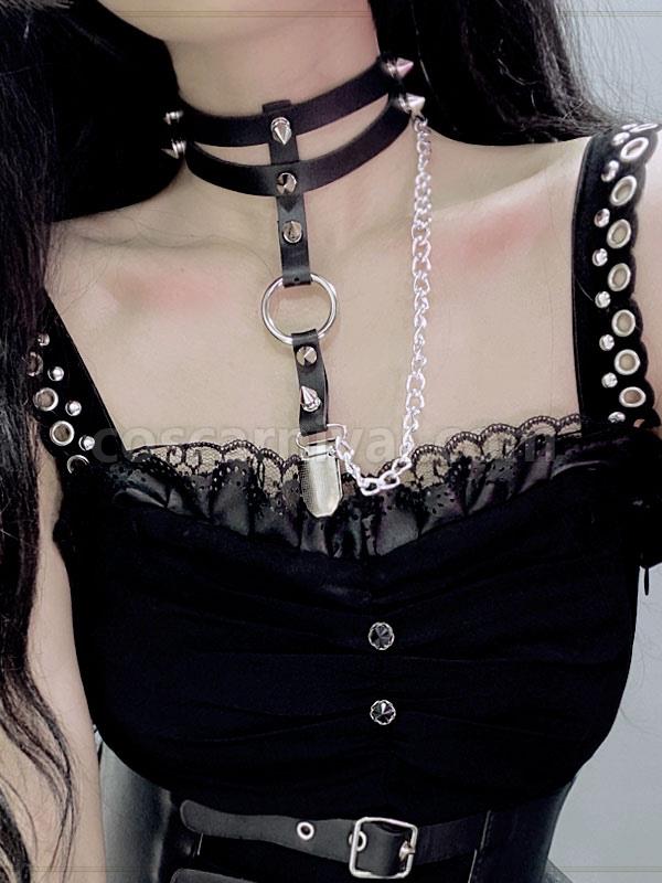 Gothic Lolita Choker Rivets?Metal Details Metallic Choker Metal Miscellaneous Black Lolita Accessories