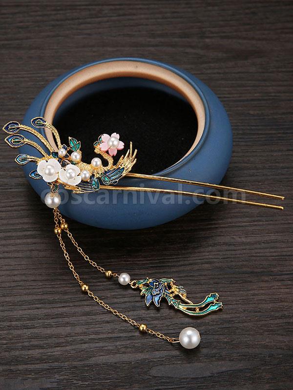 Chinese Style Lolita Accessories Blue Flowers Headwear Miscellaneous