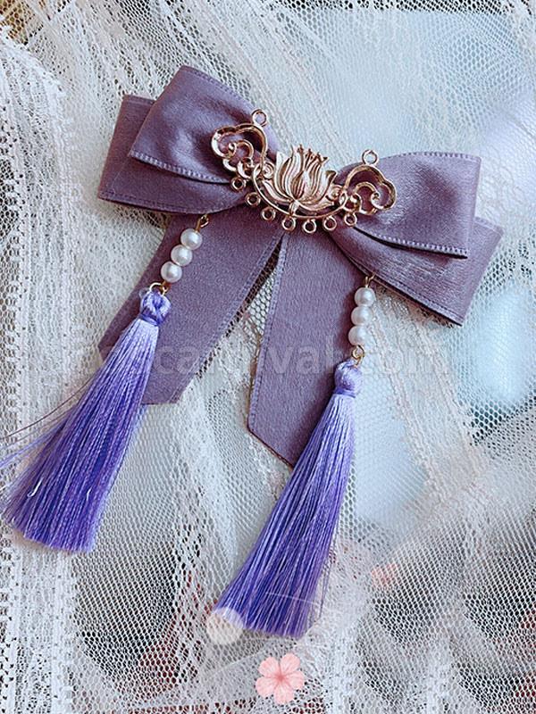 Chinese Style Lolita Accessories Soft Pink Fringe?Bows Polyester Fiber Accessory Miscellaneous