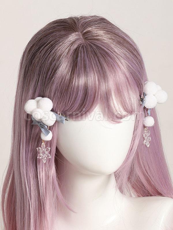 Chinese Style Lolita Accessories Light Sky Blue Bows Polyester Headwear Miscellaneous coscarnival