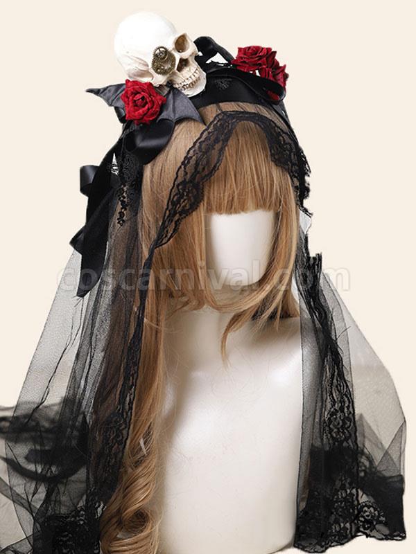 Gothic Lolita Accessories Black Rose?Lace Headwear Polyester Miscellaneous coscarnival