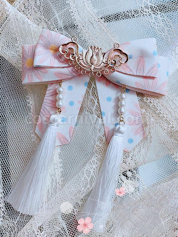 Chinese Style Lolita Accessories Soft Pink Fringe?Bows Polyester Fiber Accessory Miscellaneous