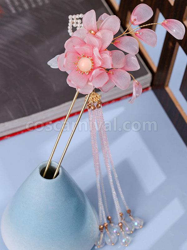 Chinese Style Lolita Accessories Pink Flowers?Chains Metal Headwear Miscellaneous coscarnival