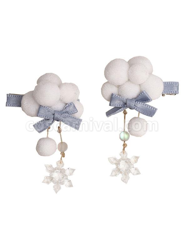 Chinese Style Lolita Accessories Light Sky Blue Bows Polyester Headwear Miscellaneous