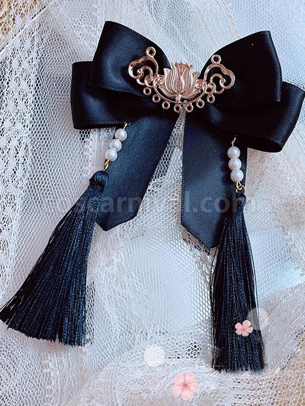 Chinese Style Lolita Accessories Soft Pink Fringe?Bows Polyester Fiber Accessory Miscellaneous