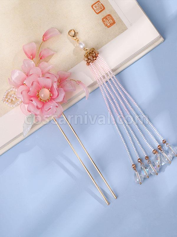 Chinese Style Lolita Accessories Pink Flowers?Chains Metal Headwear Miscellaneous coscarnival
