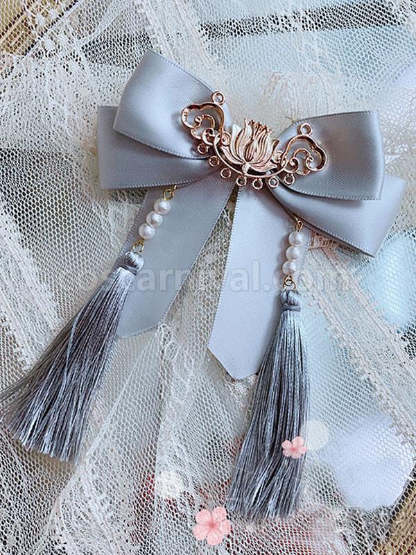 Chinese Style Lolita Accessories Soft Pink Fringe?Bows Polyester Fiber Accessory Miscellaneous