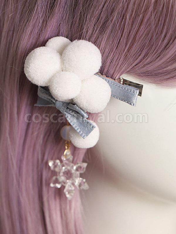 Chinese Style Lolita Accessories Light Sky Blue Bows Polyester Headwear Miscellaneous