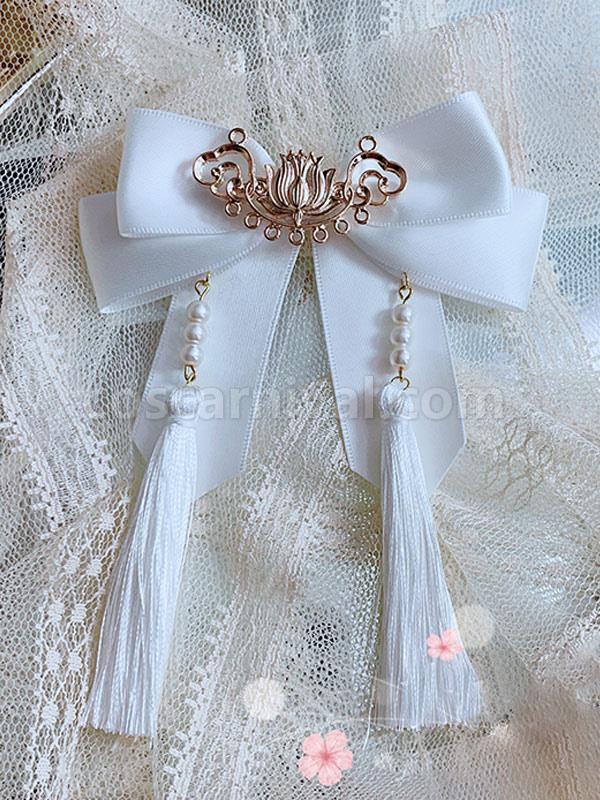 Chinese Style Lolita Accessories Soft Pink Fringe?Bows Polyester Fiber Accessory Miscellaneous