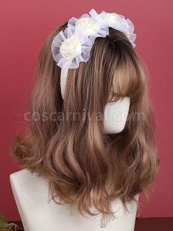 ROCOCO Style Lolita Accessories Ecru White Flowers Polyester Headwear Miscellaneous coscarnival