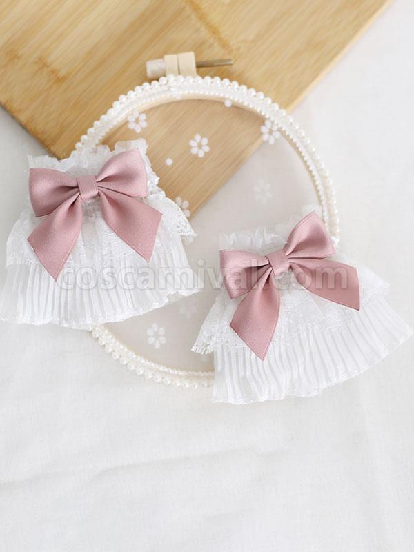 Sweet Lolita Accessories Pink Bows Oversleeves Polyester Fiber Miscellaneous coscarnival