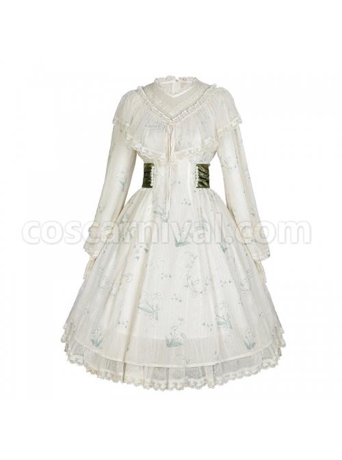 Look-For-Flower-Letter-Paper-Series-OP-Light-Yellow-Pearl-Chiffon-Elegant-Printing-Classic-Lolita-Long-Sleeve-Dress-coscarnival-16