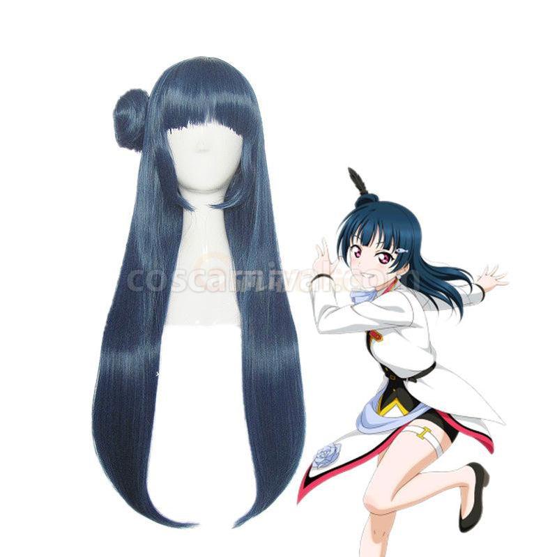 LoveLive!Sunshine!! Tsushima Yoshiko Long Mixed Blue Cosplay Wigs coscarnival011118360