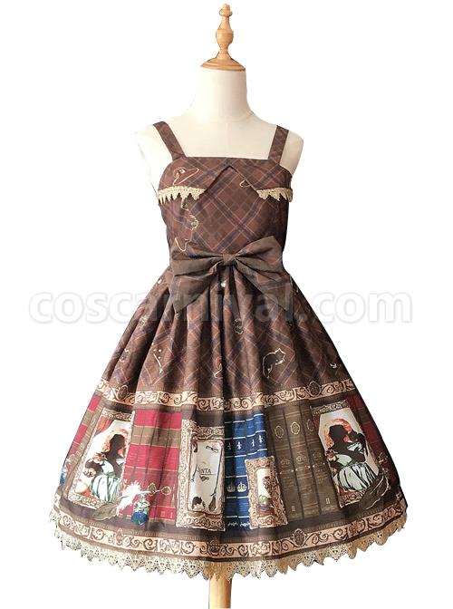 Magic-Dictionary-Series-Plaids-Printing-Classic-Lolita-Sling-Dress-coscarnival-4569