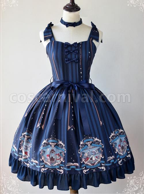 Magic-Tea-Party-Bedtime-Book-Series-Printing-JSK-Classic-Lolita-Sling-Dress-coscarnival-3729