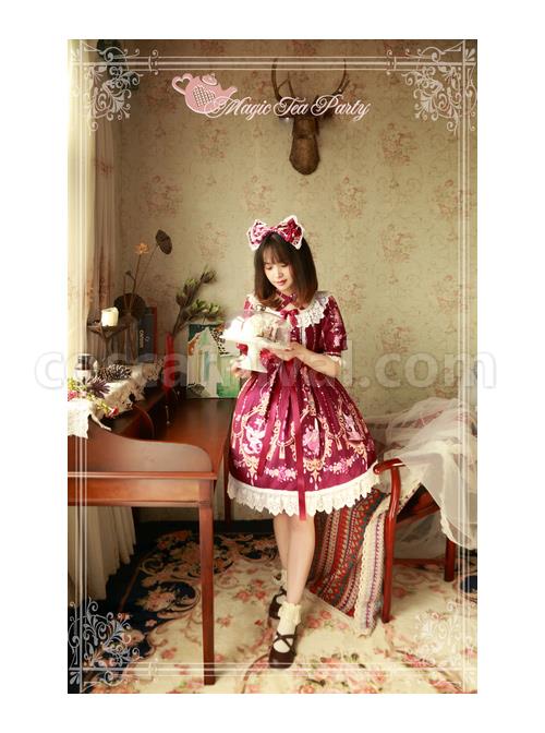 Magic-Tea-Party-Flower-Fairy-Series-Printing-Classic-Lolita-Half-Sleeve-Dress-coscarnival-4562