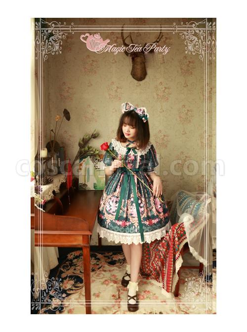 Magic-Tea-Party-Flower-Fairy-Series-Printing-Classic-Lolita-Half-Sleeve-Dress-coscarnival-4564