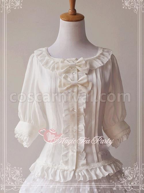Magic Tea Party Fragrant Summer Series White Lace Half Sleeve Lolita Shirt coscarnival