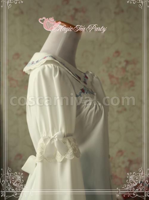 Magic Tea Party Rose Tea Party Series White Chiffon Long Sleeve Lolita Shirt coscarnival