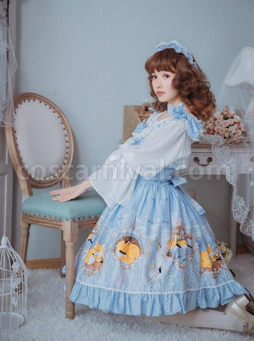 Magic Tea Party White Chiffon Lace Loose Cute Lolita Shirt coscarnival