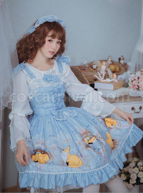 Magic Tea Party White Chiffon Lace Loose Cute Lolita Shirt coscarnival