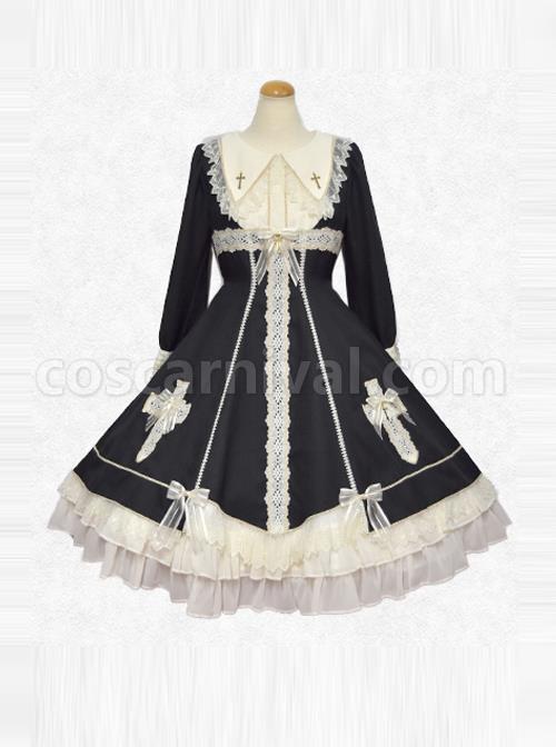 Maria Crucifix Series Long Sleeve Gothic Lolita Dress coscarnival