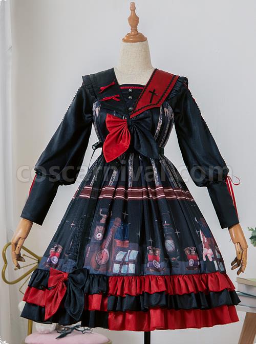 Marionette Series OP High Waist Gothic Lolita Long Sleeve Dress coscarnival