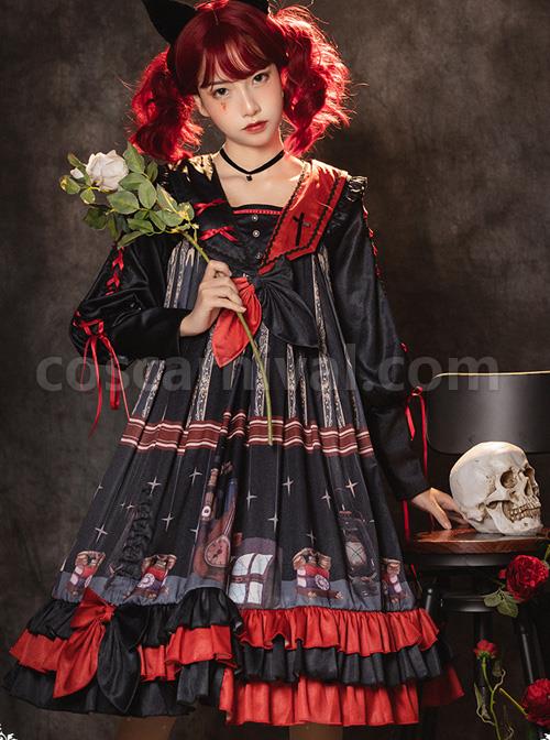 Marionette Series OP High Waist Gothic Lolita Long Sleeve Dress coscarnival