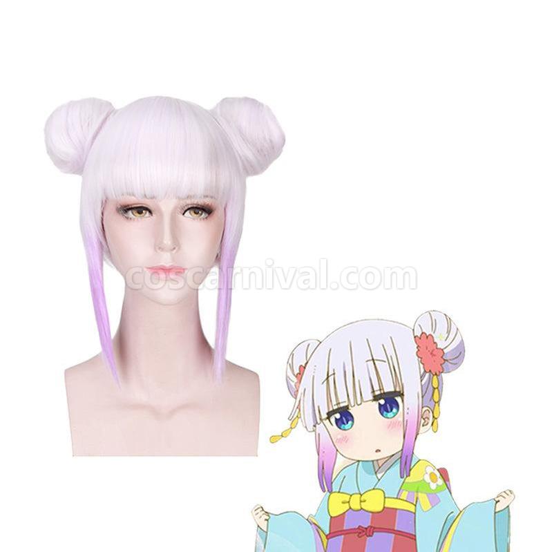 Miss Kobayashi's Dragon Maid Kanna Kamui Short White Mixed Purple Cosplay Wigs coscarnival011117436