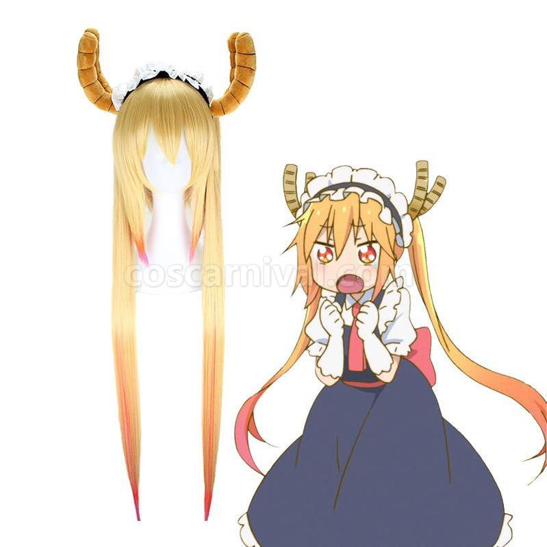 Miss Kobayashi's Dragon Maid Tohru Long Mixed Blonde Cosplay Wigs coscarnival011117476
