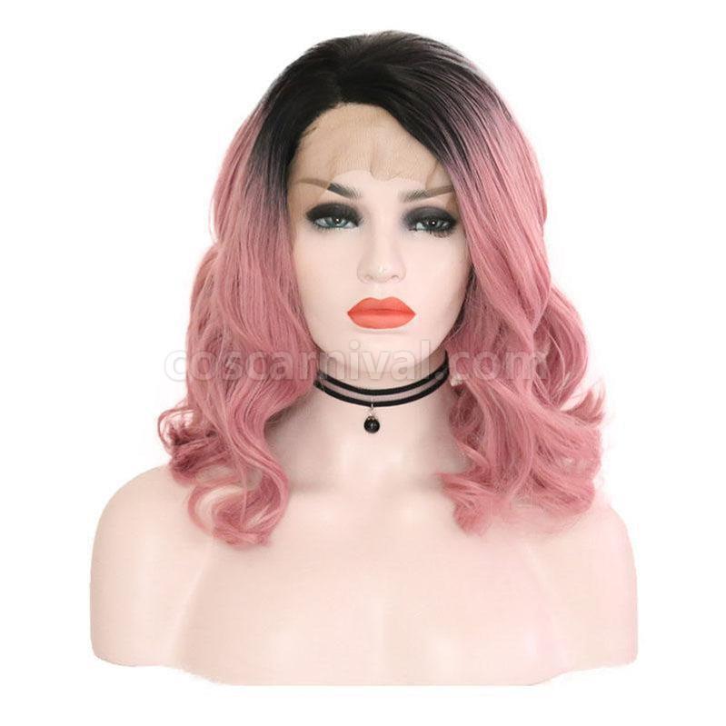 Multi size Women Lace Front Wigs Short Curly Black Fade Pink Cosplay Wigs coscarnival011119417