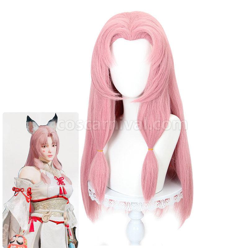 Naraka Bladepoint Tsuchimikado Kurumi Pink Cosplay Wigs coscarnival01115971