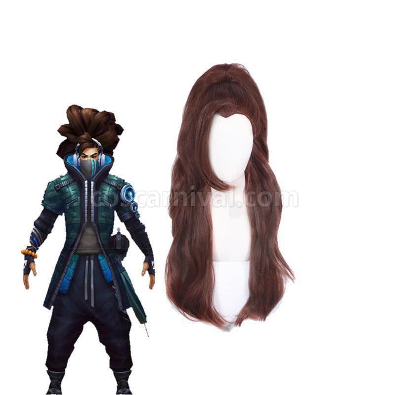 New Skin LOL True Damage Yasuo Cosplay Wig Men Brown Long Hairs coscarnival011119050