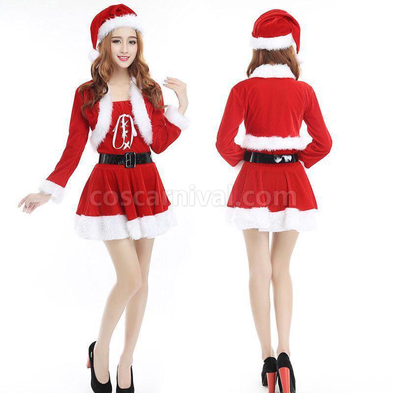 New Women's Sexy Christmas Cosplay Costume Halloween Costume Dress With Hat coscarnival01118828