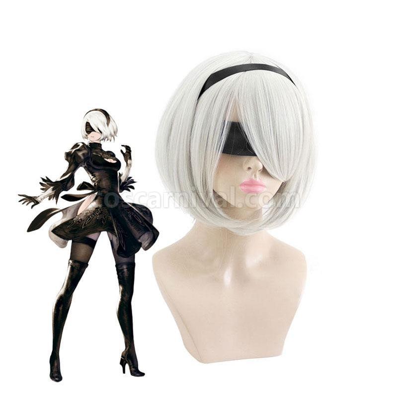 Nier Automata 2b YoRHa No.2 Type B Silver Short Cosplay Wigs coscarnival011118601