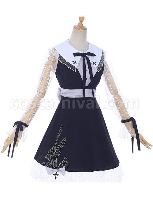 Night Lily Series Black Gothic Lolita Long Sleeve Dress coscarnival