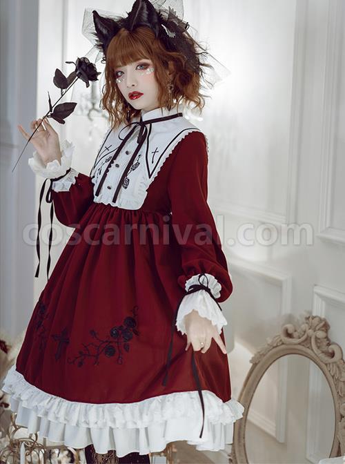 Oath Roses Series OP Gothic Lolita Long Sleeve Dress coscarnival