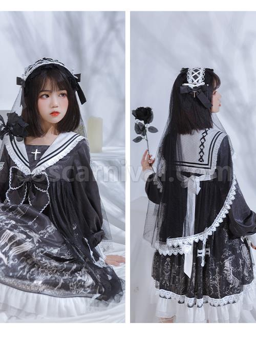 Ode To The Cross Series OP Gothic Lolita Long Sleeve Dress