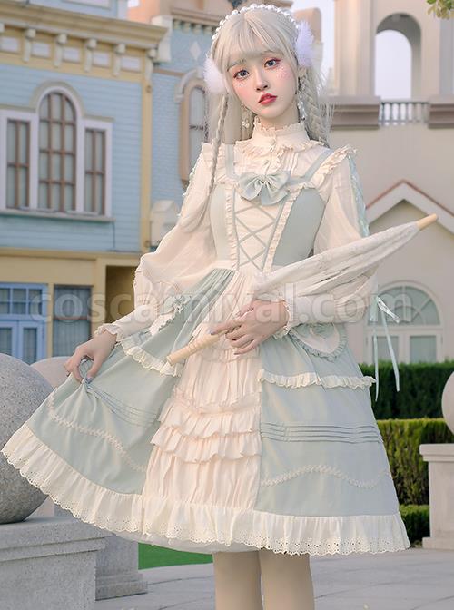Pastoral-Style-Light-Green-Sweet-Lolita-Sling-Dress-And-Shirt-Set-coscarnival-611