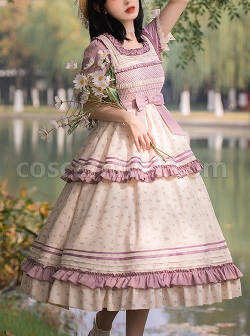 Pastoral-Style-Square-Neck-Floral-Bow-Knot-Decoration-Detachable-Sleeves-Classic-Lolita-Long-Short-Sleeve-Dress-coscarnival-2380