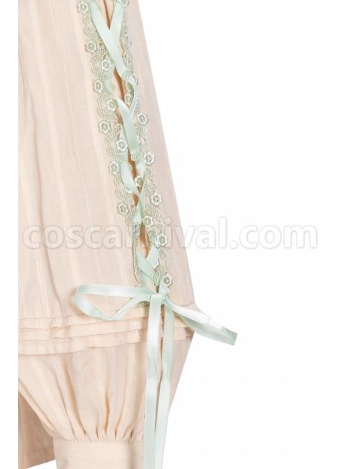 Pastoral Style Stand Collar Light Green Lace Up Apricot Classic Lolita Long Sleeve Shirt