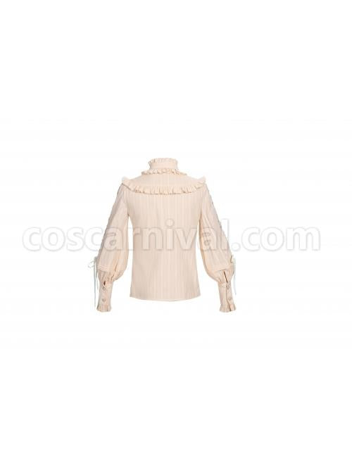 Pastoral Style Stand Collar Light Green Lace Up Apricot Classic Lolita Long Sleeve Shirt