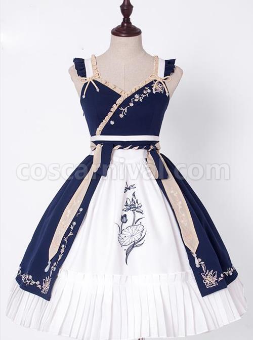 Pear-Flowers-And-Lotus-Flowers-Series-Chinese-Style-Qi-Lolita-Sling-Dress-coscarnival-4508