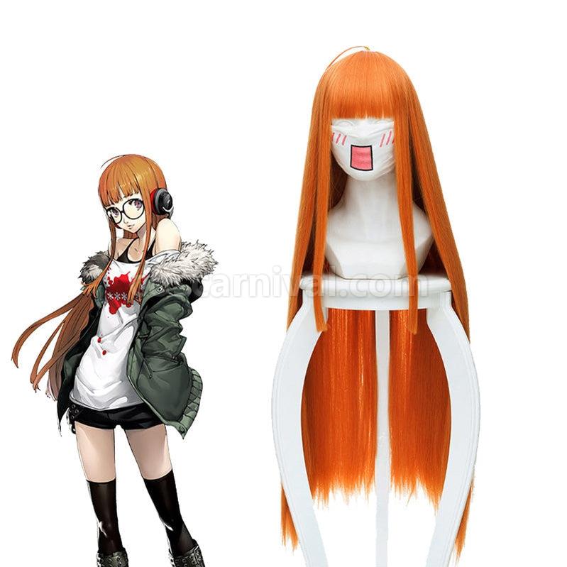 Persona 5 Futaba Sakura Straight Orange Cosplay Wigs coscarnival011115574