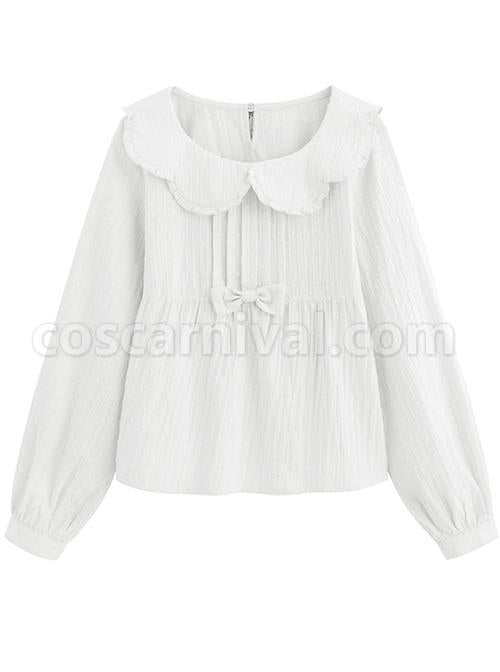 Petal Collar Jacquard Long Sleeve Sweet Lolita Shirt coscarnival