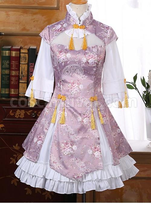 Pink-Chinese-Wind-Lovely-Lotus-Leaf-Reformed-Cheongsam-Skirt-coscarnival-1060.jpg