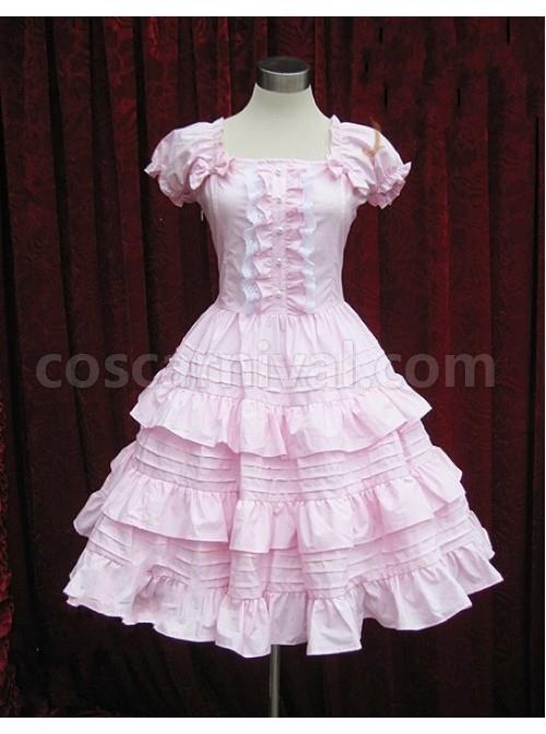 Pink-Short-Sleeves-Ruffle-Sweet-Lolita-Dress-coscarnival-371